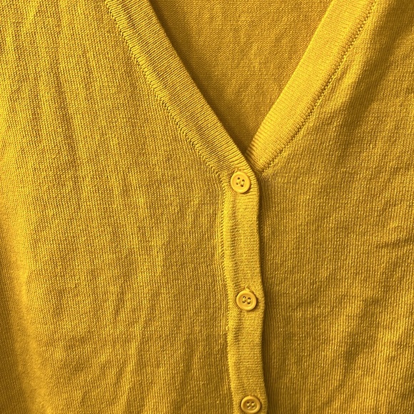 MAK Sweater Yellow V Neck 3/4 Length Sleeve Cardigan 3XL - Picture 3 of 5